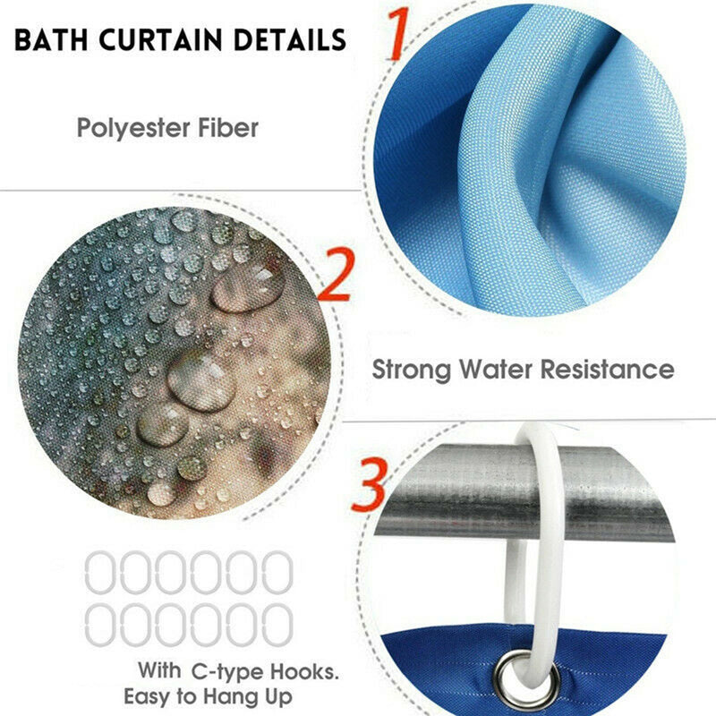 Caution Police Shower Curtain Waterproof Bath Mat Toilet Lid Cover Flannel Bathroom Carpet 4 Piece Set