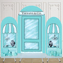 Tiffany Photo Background Aqua Jewelry Store Cover Theme Arch Background Double Side Elastic Covers